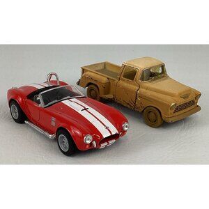Kinsmart Diecast Pull Back Vehicles 1965 Shelby Cobra 1955 Chevy Stepside Pickup